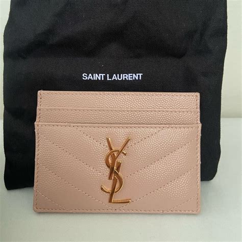 ysl card holder pale pink|YSL pink card holder.